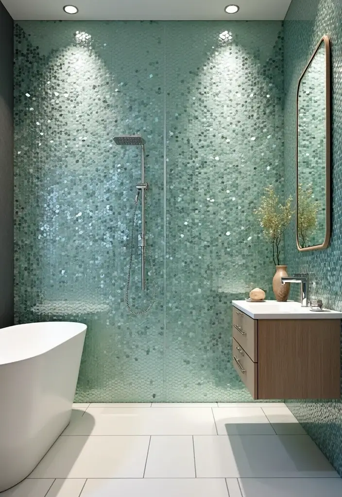 25+ Accent Wall Ideas That Transform Any Space - 12. Glass Mosaic Tiles