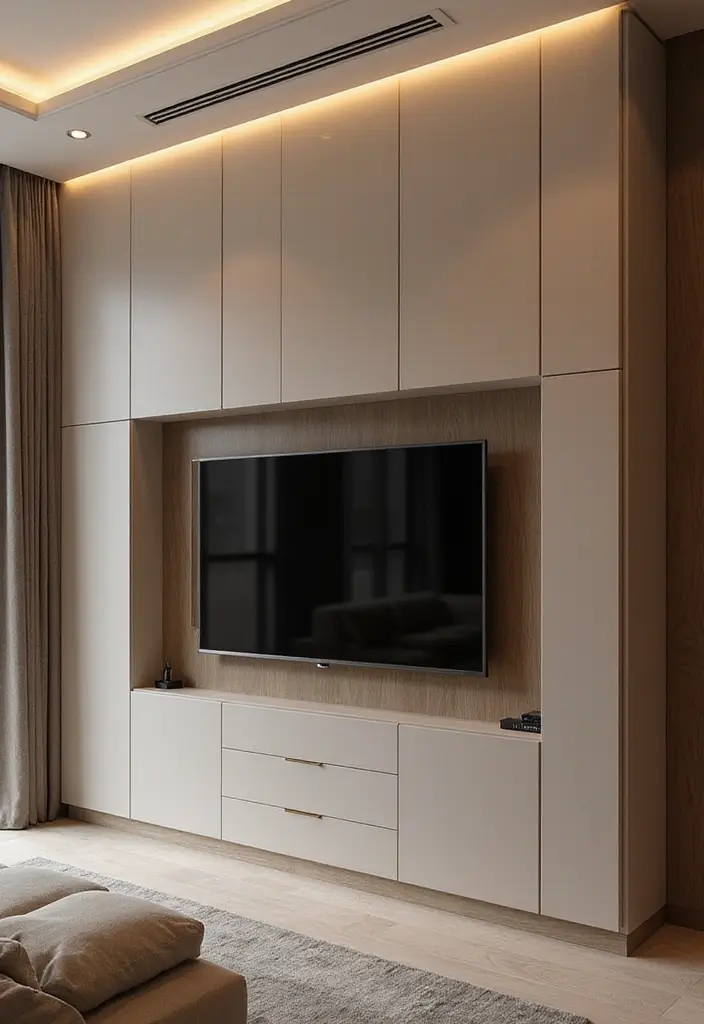 25+ Bedroom TV Wall Ideas for Sleek Interiors - 2. Wall Paneling with Built-in TV