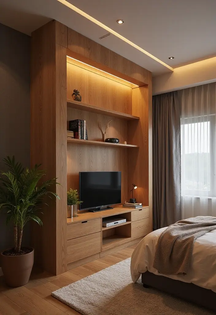 25+ Bedroom TV Wall Ideas for Sleek Interiors - 20. Cozy Nook with TV Integration