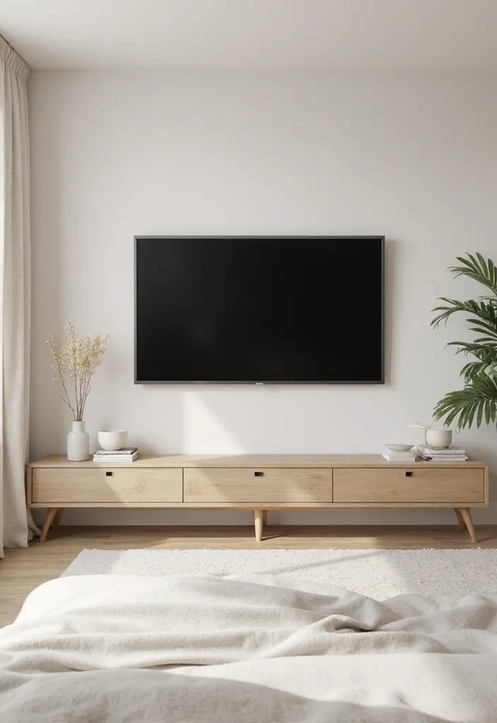 25+ Bedroom TV Wall Ideas for Sleek Interiors - 21. Soft Neutral TV Wall