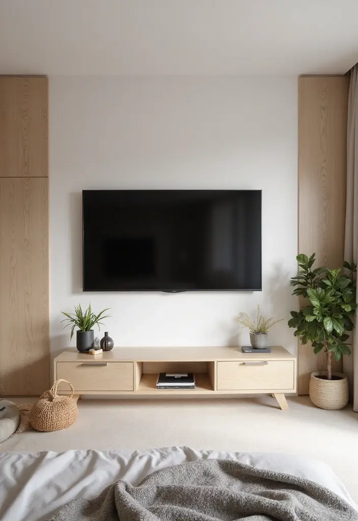 25+ Bedroom TV Wall Ideas for Sleek Interiors - 25. Scandinavian Inspired TV Wall