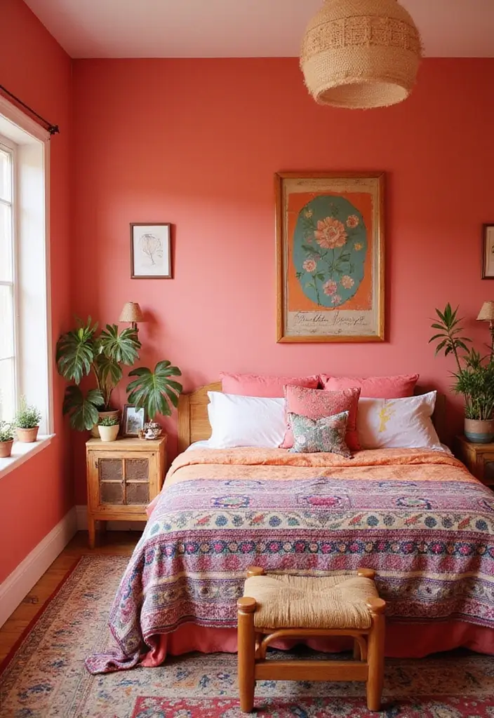25+ Bedroom Wall Colors for a Cozy and Stylish Space - 10. Soft Coral: Energizing and Inviting