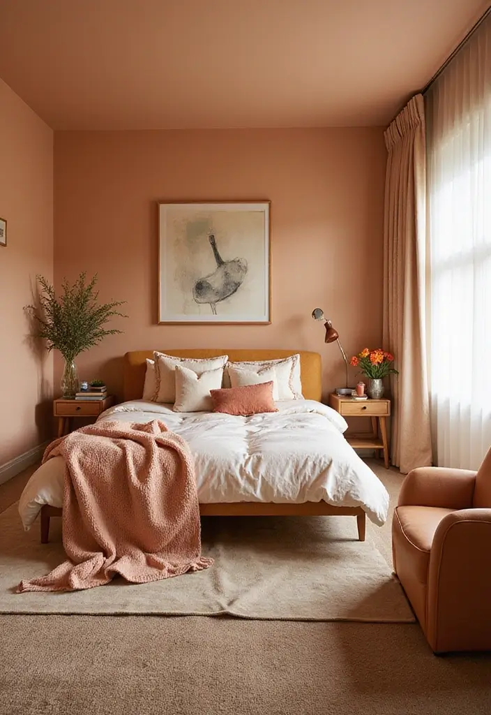 25+ Bedroom Wall Colors for a Cozy and Stylish Space - 22. Peachy Beige: Warm and Welcoming