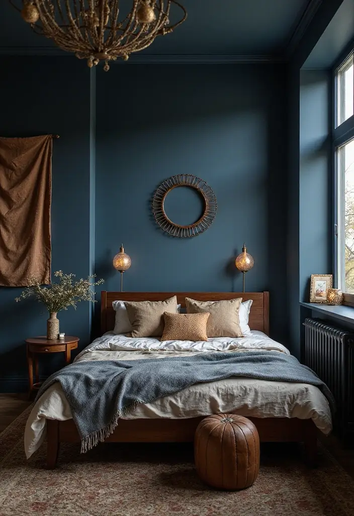 25+ Bedroom Wall Colors for a Cozy and Stylish Space - 5. Deep Indigo: A Starry Night