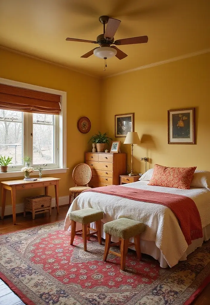 25+ Bedroom Wall Colors for a Cozy and Stylish Space - 6. Muted Mustard: A Retro Vibe
