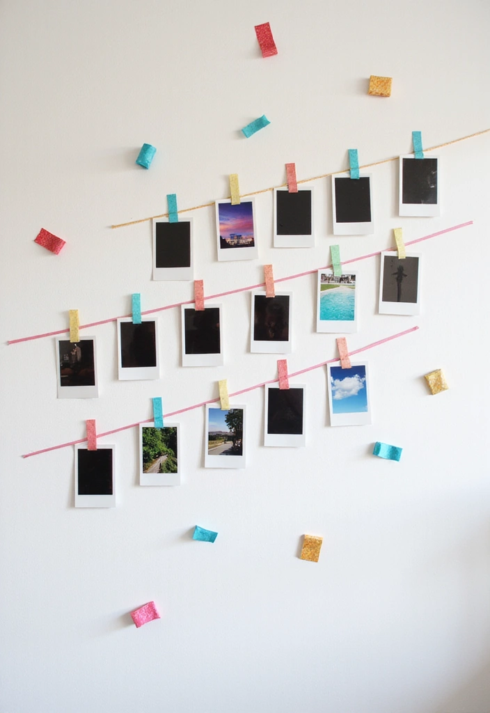 25+ Photo Wall Ideas That Make Memories Shine - 1. Colorful Polaroid Collage