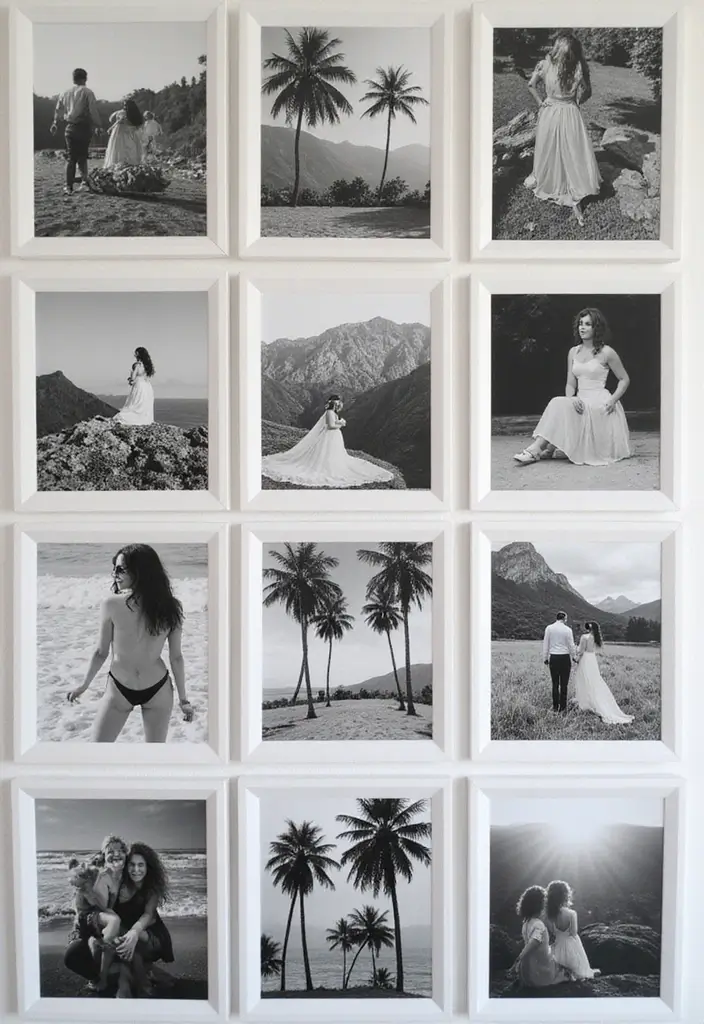 25+ Photo Wall Ideas That Make Memories Shine - 11. Monochrome Magic