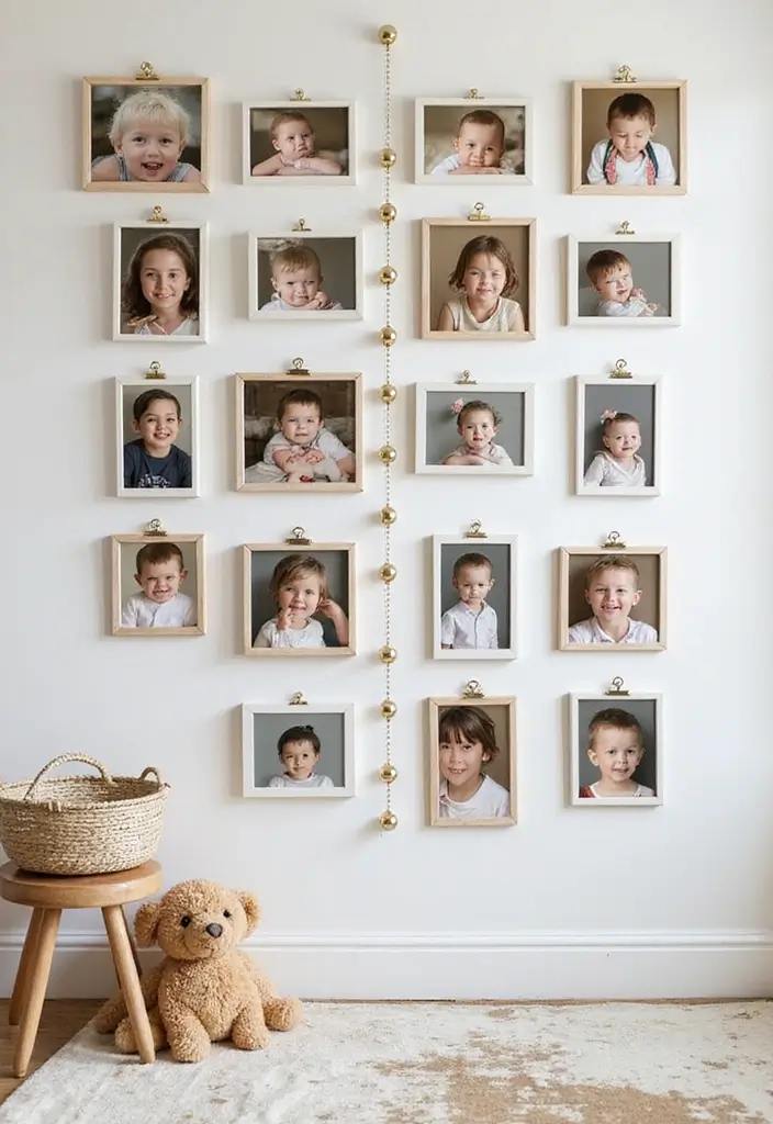 25+ Photo Wall Ideas That Make Memories Shine - 13. Childhood Milestone Timeline