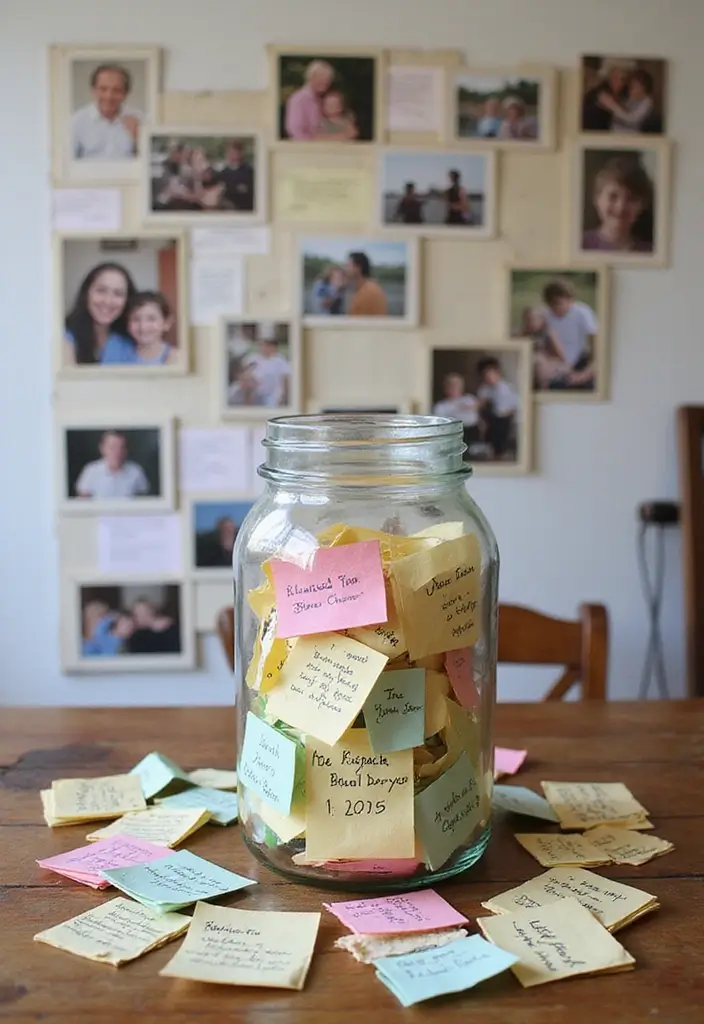 25+ Photo Wall Ideas That Make Memories Shine - 14. Memory Jar Display