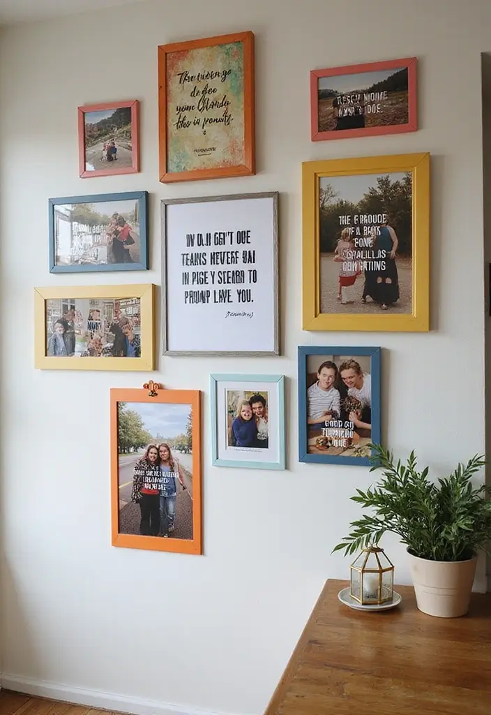 25+ Photo Wall Ideas That Make Memories Shine - 18. Inspirational Quote Board