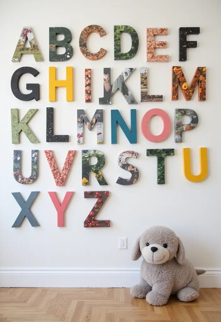 25+ Photo Wall Ideas That Make Memories Shine - 21. Personalized Alphabet Wall