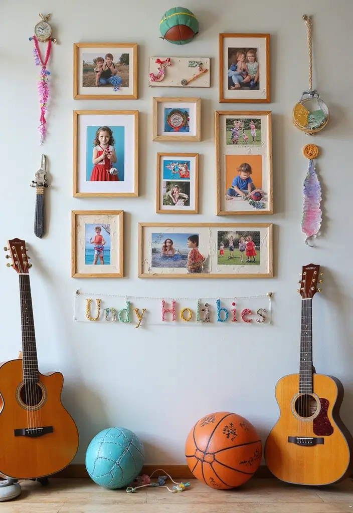 25+ Photo Wall Ideas That Make Memories Shine - 23. Favorite Hobbies Collage