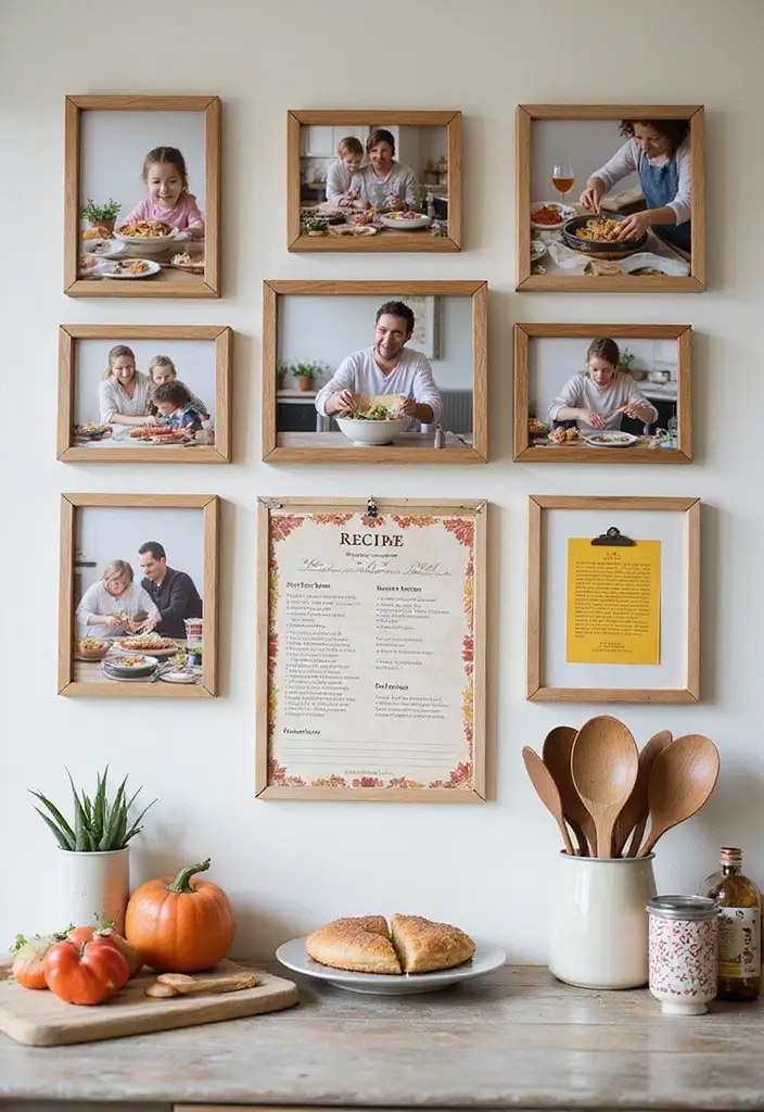 25+ Photo Wall Ideas That Make Memories Shine - 24. Family Recipe Wall