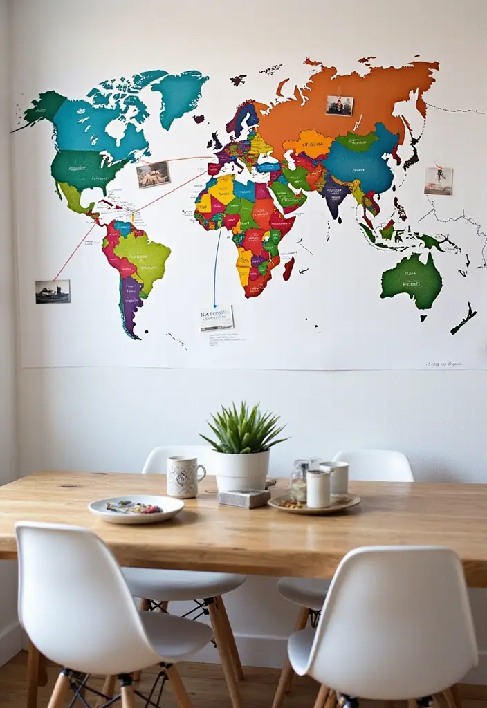 25+ Photo Wall Ideas That Make Memories Shine - 7. Travel Memory Map