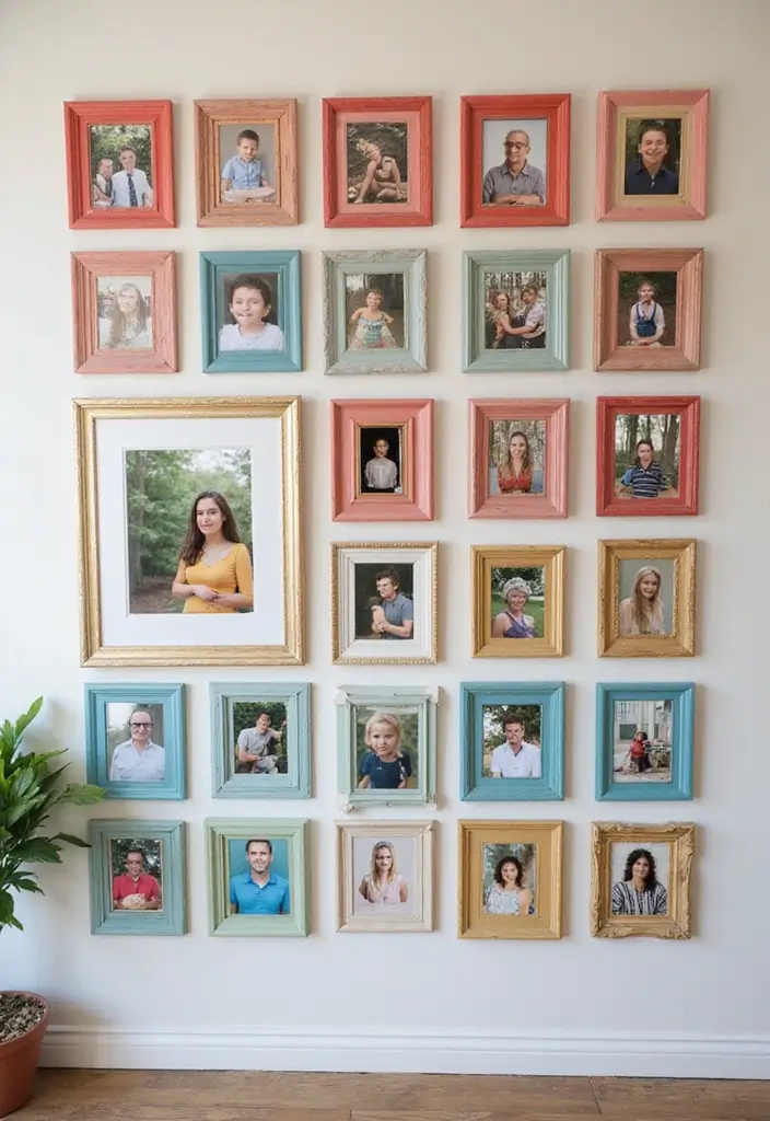 25+ Photo Wall Ideas That Make Memories Shine - 9. Color-Coded Themes