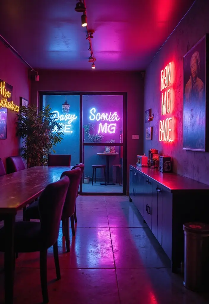 25+ Wall Design Ideas for Unique Interiors - 16. Neon Lighting Accents