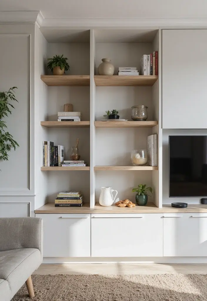 25+ Wall Moulding Ideas That Add Classic Charm - 24. Integrated Wall Shelving with Moulding