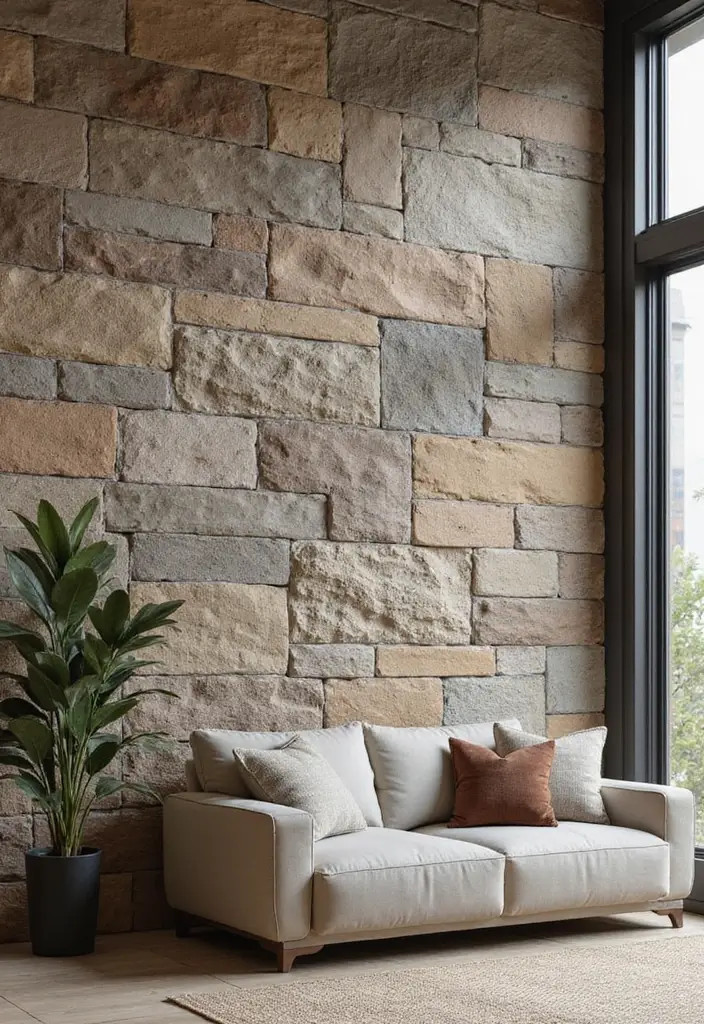 25+ Wall Panel Designs That Feel Fresh and Trendy - 21. Salvaged Stone Panels