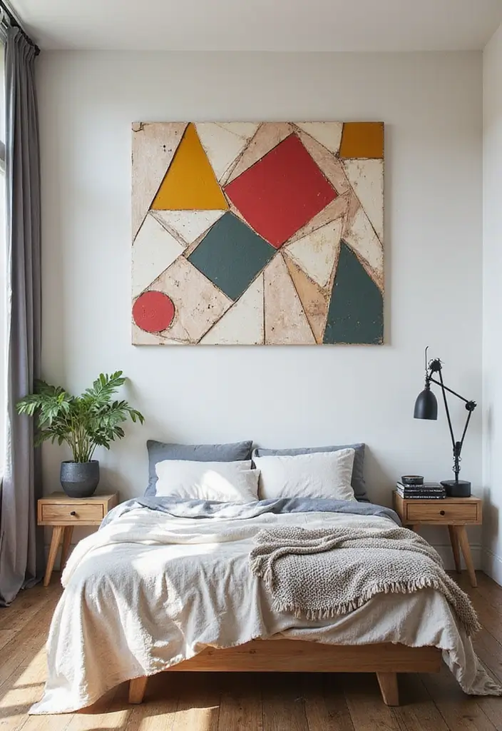26+ Bedroom Wall Decor Ideas You’ll Love - 13. Geometric Wall Art