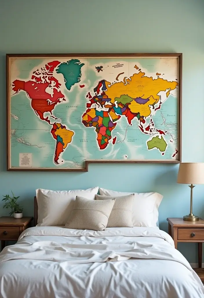 26+ Bedroom Wall Decor Ideas You’ll Love - 22. Travel Map Wall Art