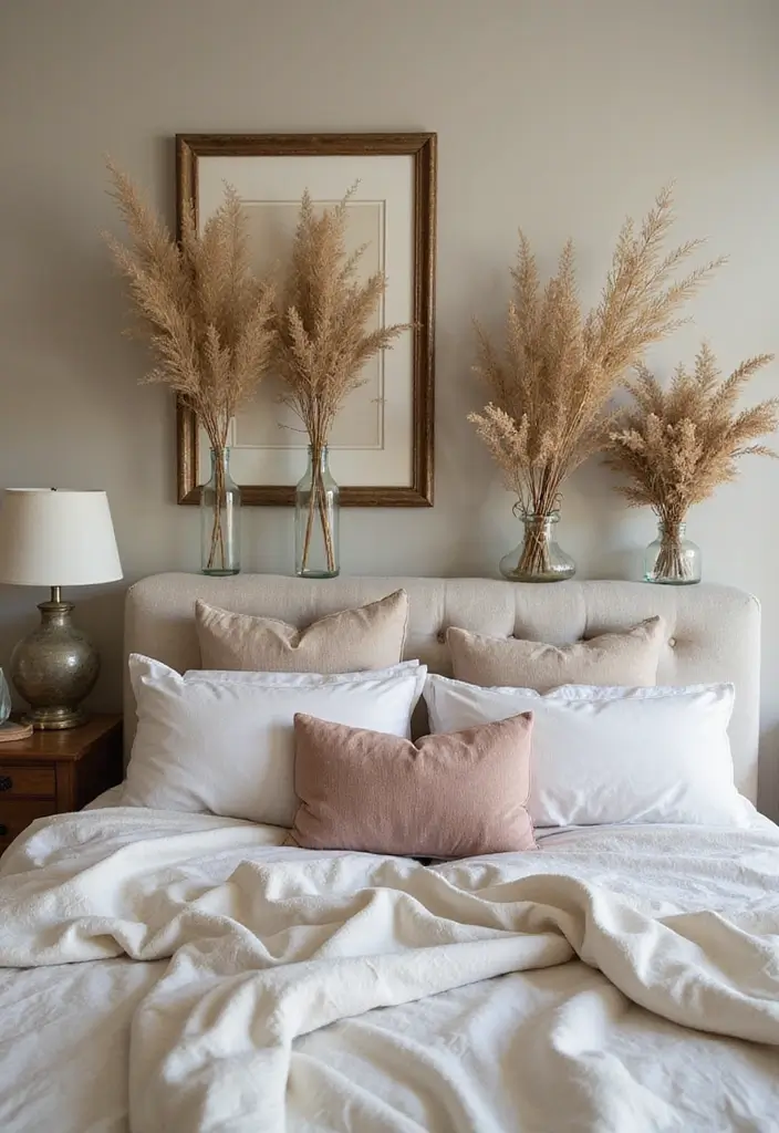 26+ Bedroom Wall Decor Ideas You’ll Love - 24. Dried Floral Arrangements