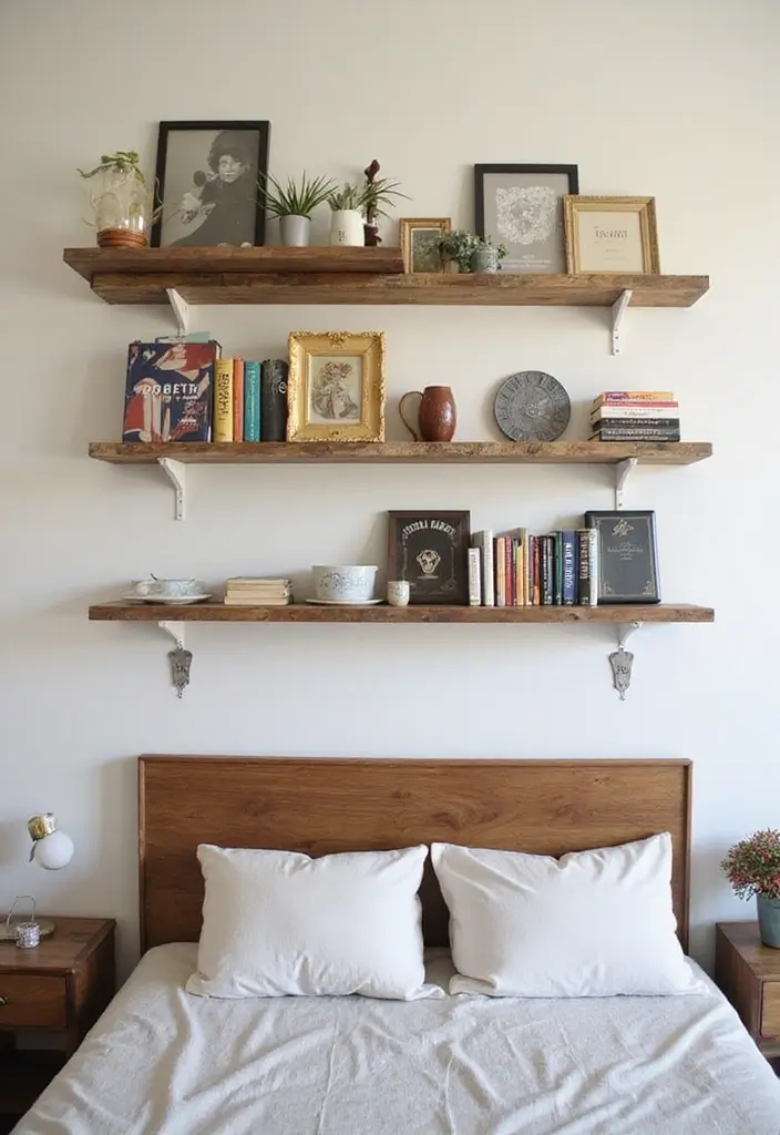 26+ Bedroom Wall Decor Ideas You’ll Love - 26. Wall-Mounted Bookshelves