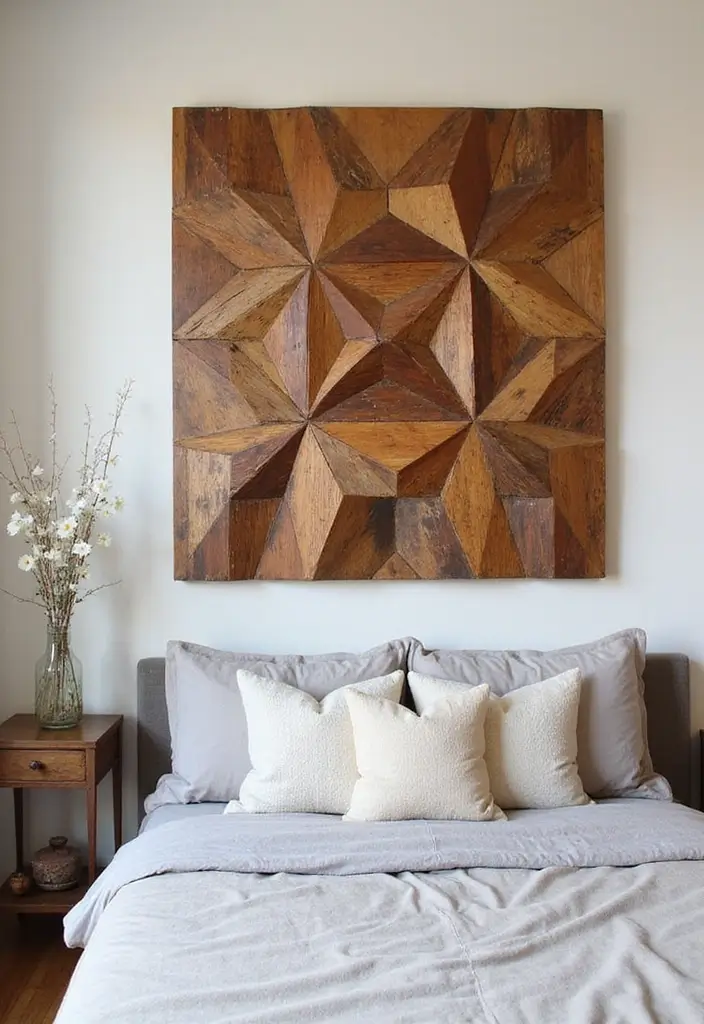 26+ Bedroom Wall Decor Ideas You’ll Love - 6. Repurposed Wood Art