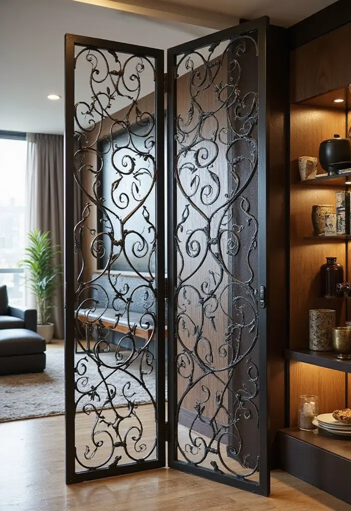 26+ Divider Wall Ideas That Define and Beautify Spaces - 14. Artistic Metal Screens