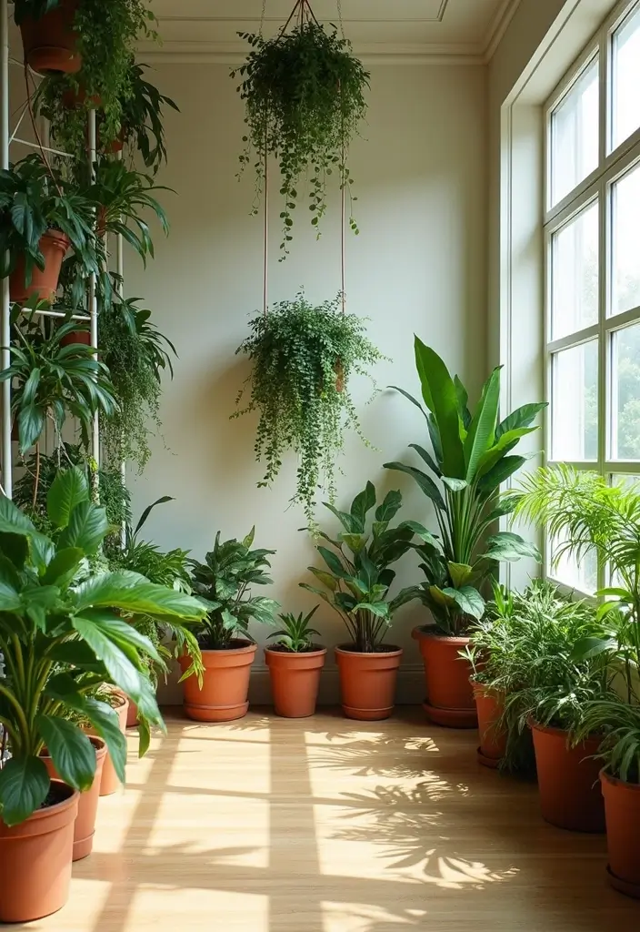26+ Divider Wall Ideas That Define and Beautify Spaces - 20. Hanging Plant Dividers