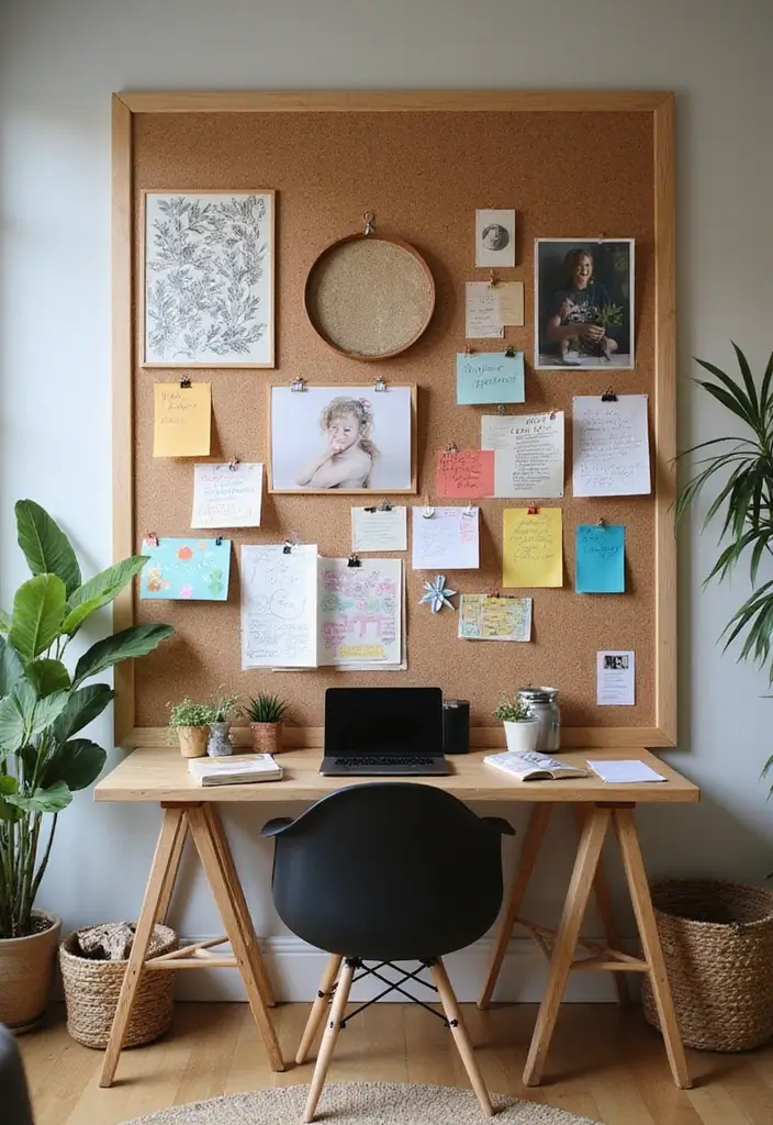 26+ Divider Wall Ideas That Define and Beautify Spaces - 21. Corkboard Divider Wall
