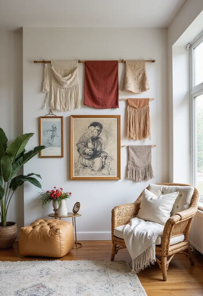 26+ Divider Wall Ideas That Define and Beautify Spaces - 22. Fabric Wall Hangings
