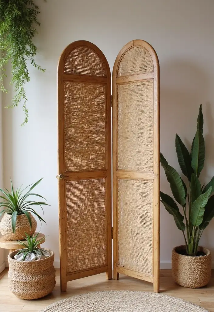 26+ Divider Wall Ideas That Define and Beautify Spaces - 24. Rattan Room Dividers