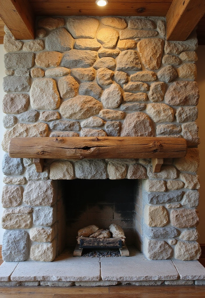 26+ Fireplace Wall Ideas That Feel Warm and Elegant - 1. Rustic Stone Facade