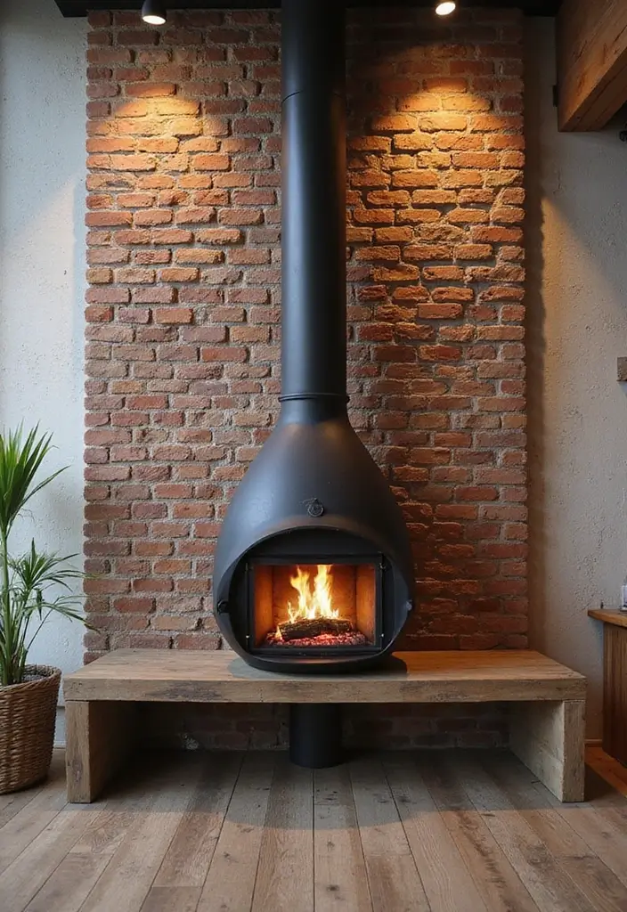 26+ Fireplace Wall Ideas That Feel Warm and Elegant - 15. Industrial Chic