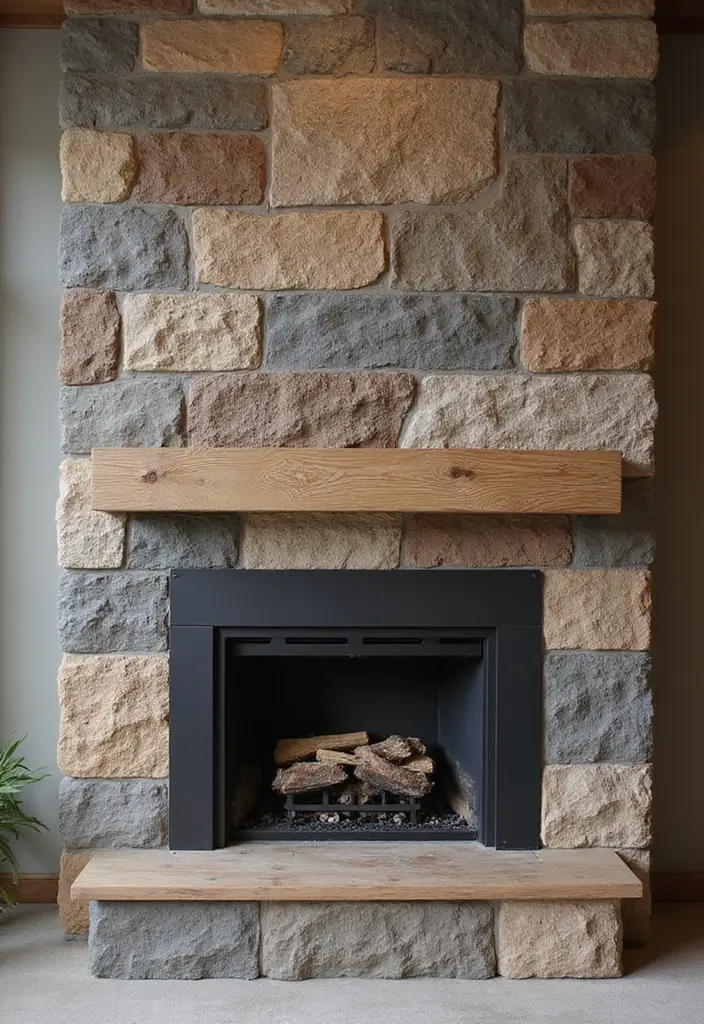 26+ Fireplace Wall Ideas That Feel Warm and Elegant - 17. Mixed Materials