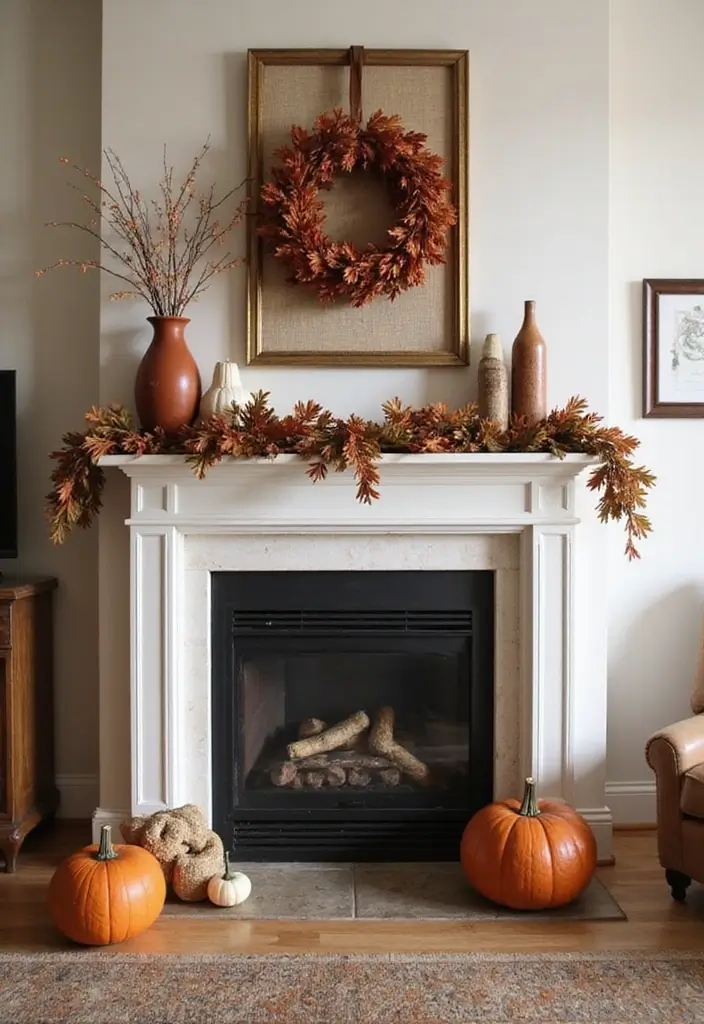 26+ Fireplace Wall Ideas That Feel Warm and Elegant - 18. Seasonal Decor Swaps