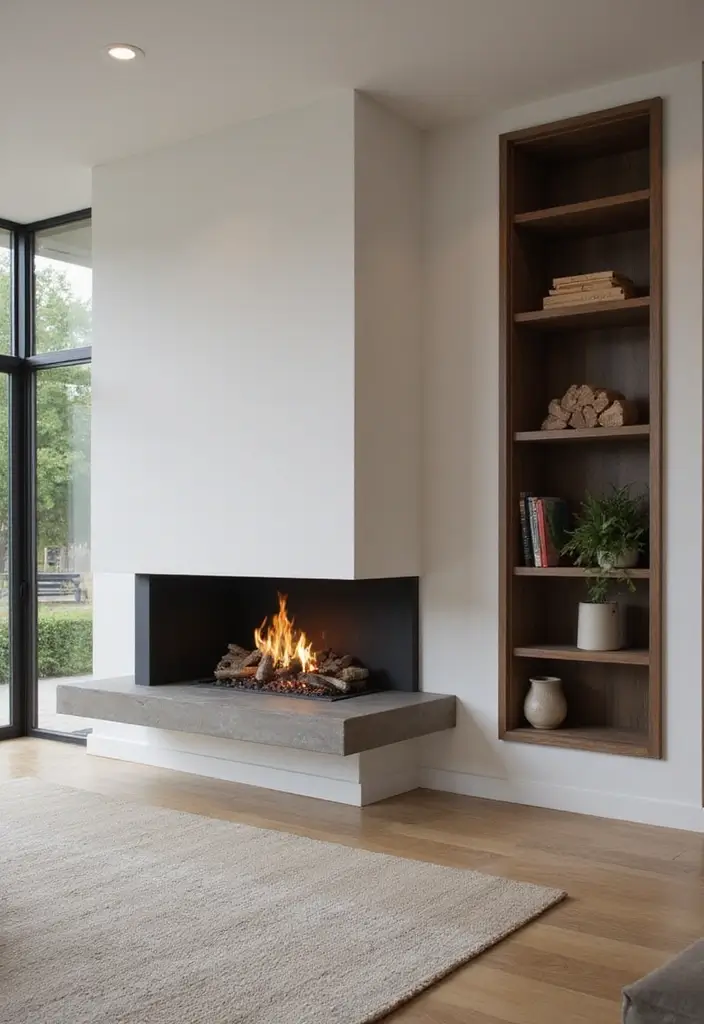 26+ Fireplace Wall Ideas That Feel Warm and Elegant - 19. Floating Fireplace Design