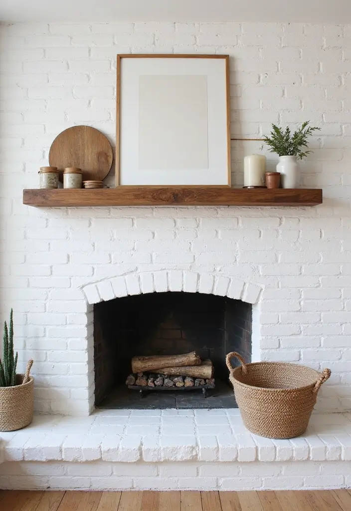 26+ Fireplace Wall Ideas That Feel Warm and Elegant - 2. Timeless Whitewashed Brick