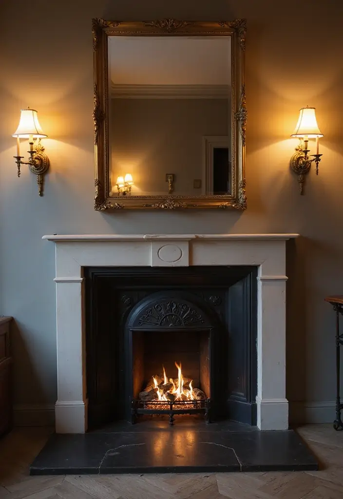 26+ Fireplace Wall Ideas That Feel Warm and Elegant - 26. Elegant Wall Sconce Lighting