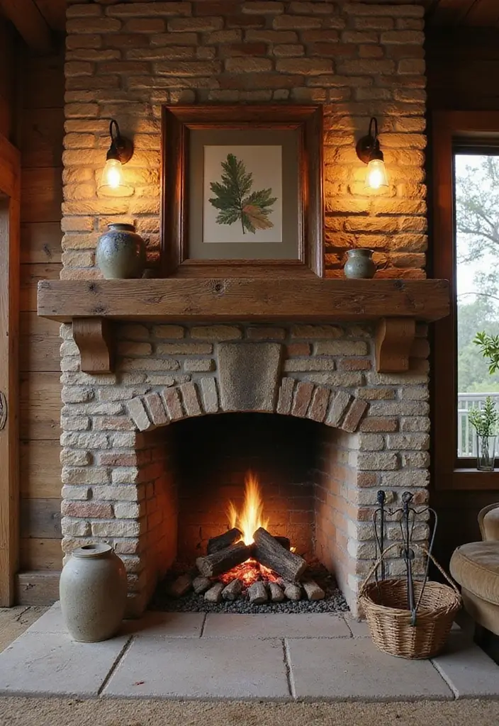 26+ Fireplace Wall Ideas That Feel Warm and Elegant - 7. Rustic Farmhouse Style