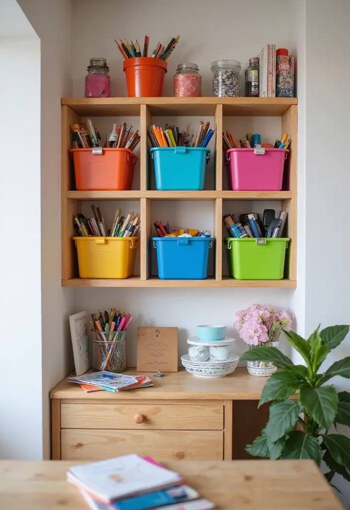 26+ Wall Niche Ideas for Smart Storage and Style - 11. DIY Crafting Space