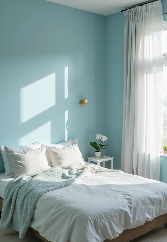 26+ Wall Paint Colors That Inspire Mood and Style - 16. Serene Sky Blue: Endless Calm