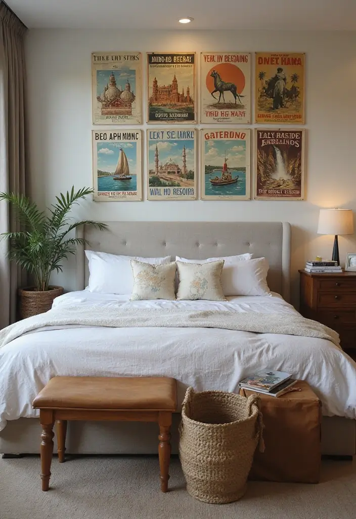 26+ Wall Posters Bedroom Inspirations for Trendy Vibes - 1. Retro Travel Posters