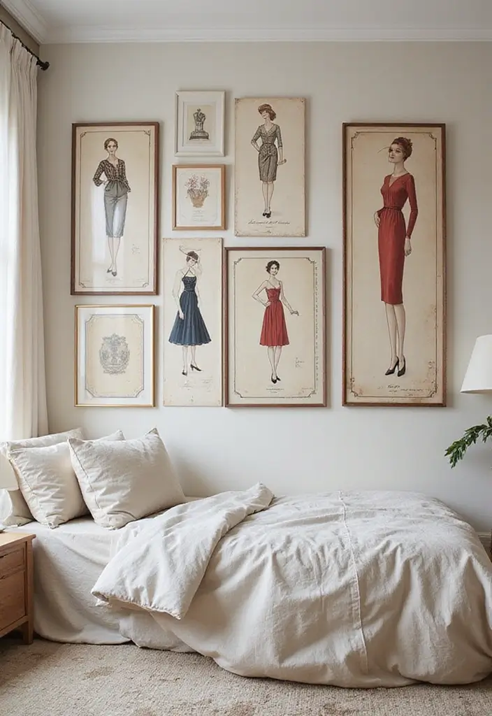 26+ Wall Posters Bedroom Inspirations for Trendy Vibes - 13. Vintage Fashion Illustrations