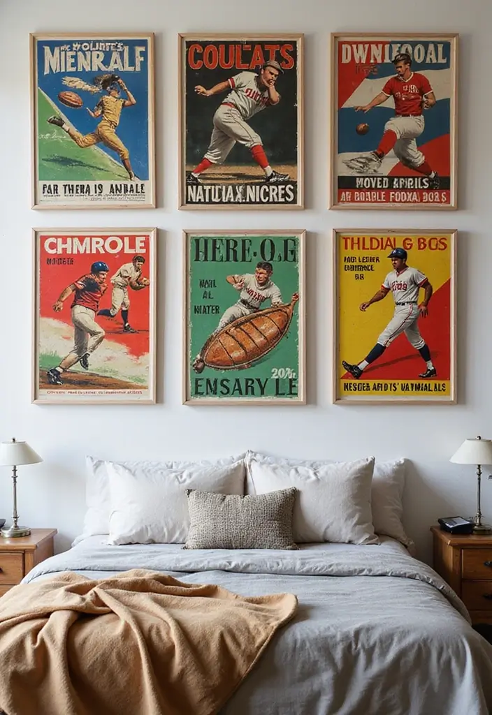 26+ Wall Posters Bedroom Inspirations for Trendy Vibes - 15. Vintage Sports Posters