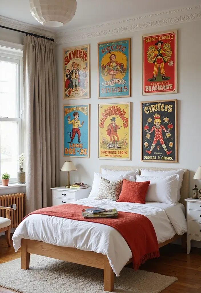 26+ Wall Posters Bedroom Inspirations for Trendy Vibes - 21. Vintage Circus Posters
