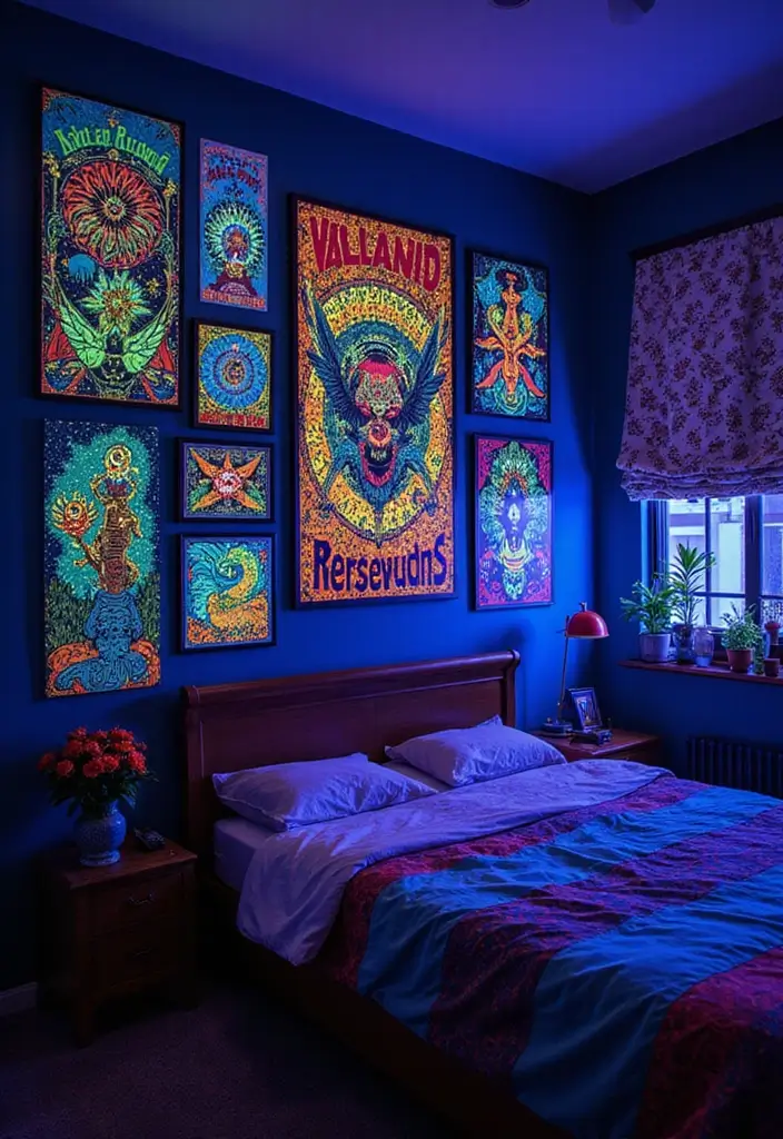 26+ Wall Posters Bedroom Inspirations for Trendy Vibes - 23. Vintage Black Light Posters