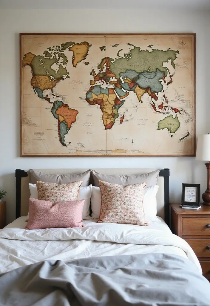 26+ Wall Posters Bedroom Inspirations for Trendy Vibes - 6. Vintage Map Prints