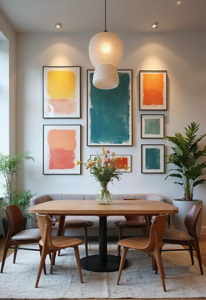 27+ Dining Room Accent Wall Inspirations That Stand Out - 10. Artistic Canvas Prints