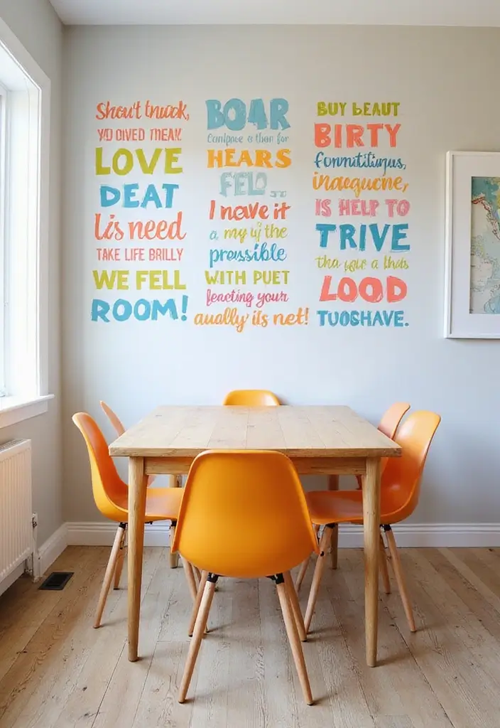 27+ Dining Room Accent Wall Inspirations That Stand Out - 12. Fun Vinyl Decals